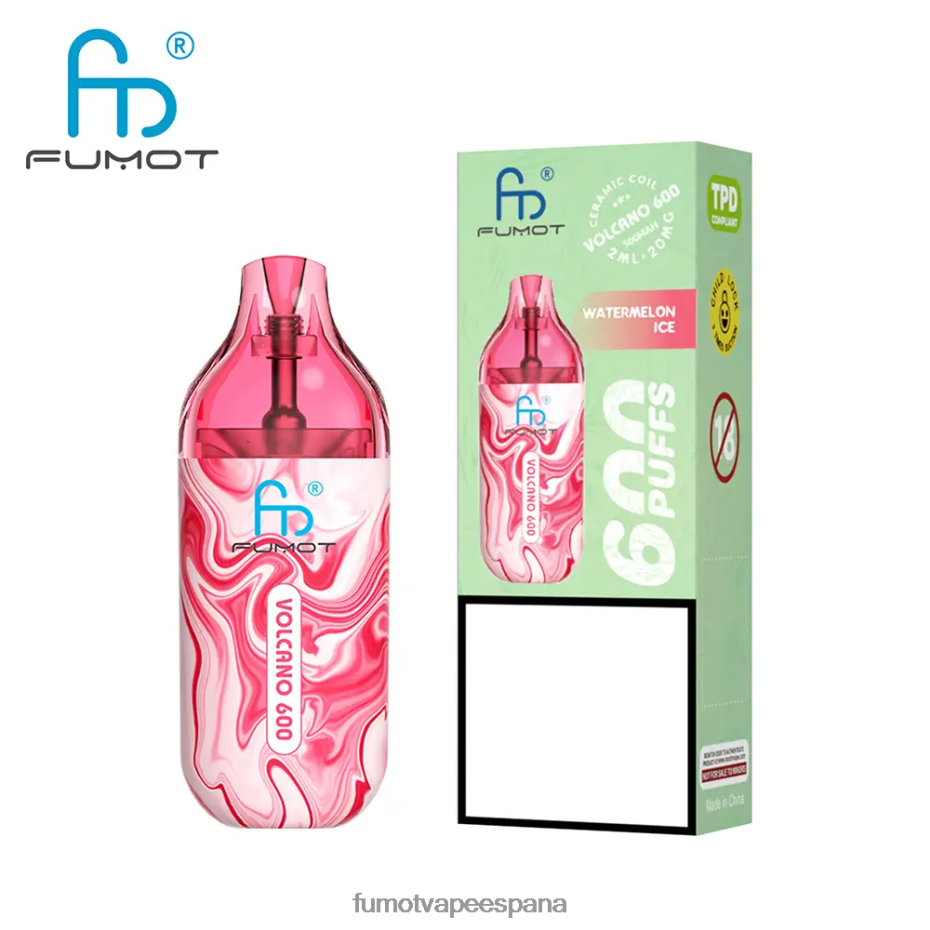 Fumot Volcano Vape desechable compatible con 600 tpd - 2 ml (juego de 3 piezas) hielo de uva Fumot factory 2TBVR0298