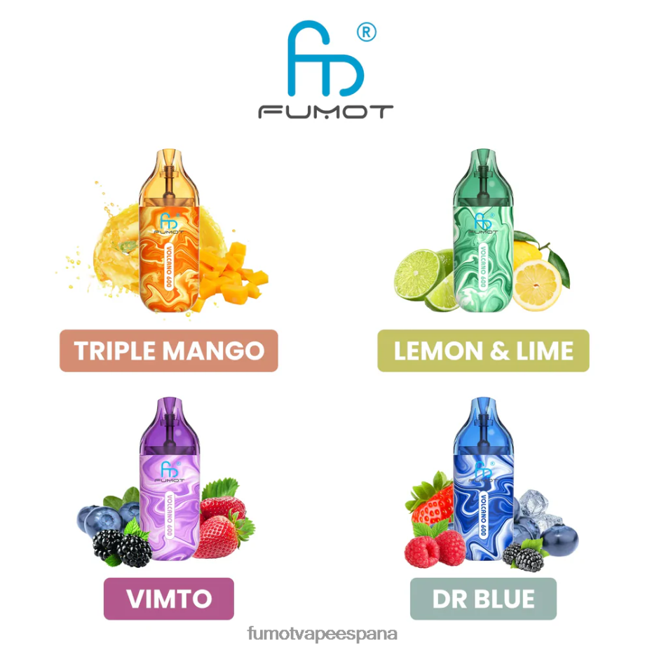 Fumot Volcano Vape desechable compatible con 600 tpd - 2 ml (juego de 3 piezas) hielo de uva Fumot factory 2TBVR0298