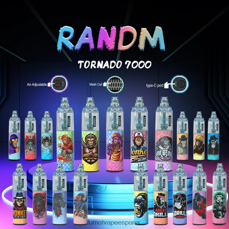 Fumot Tornado Pluma vaporizador desechable 7000 - 14 ml (1 pieza) hielo de uva Fumot sabores 2TBVR077