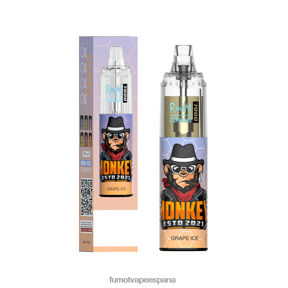 Fumot Tornado Pluma vaporizador desechable 7000 - 14 ml (1 pieza) hielo de uva Fumot sabores 2TBVR077