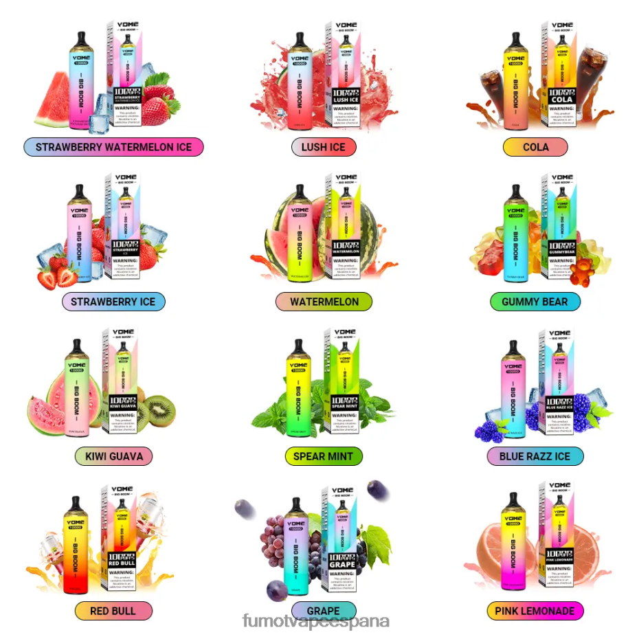 Fumot Vome Big Boom bolígrafo vapeador desechable 10000 - 20ml (1 pieza) uva Fumot factory 2TBVR0438